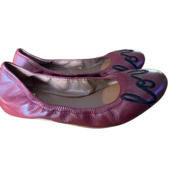 Ellen Degeneres Langston Wine Leather Love Slip On Ballet Flats Women’s Sz 9.5 - Picture 3 of 8